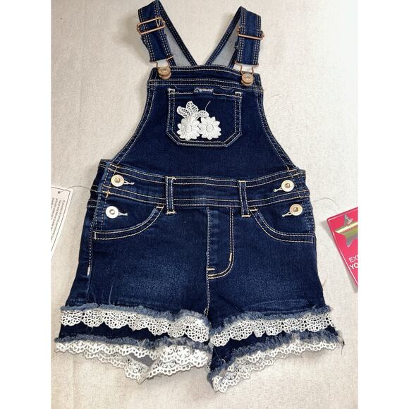 Jordache Overalls Flowers and Lace 2T/NP2 Toddler Baby Clothes Denim - Picture 1 of 9